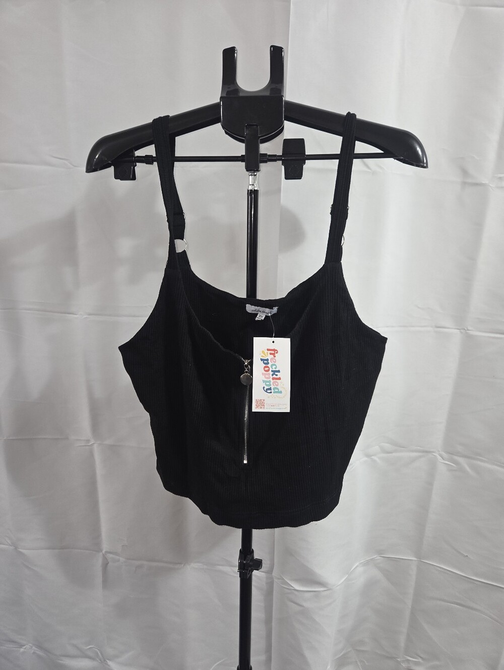 NWT White Birch Black Zipper Tank Top Crop Top Shirt Size 3x